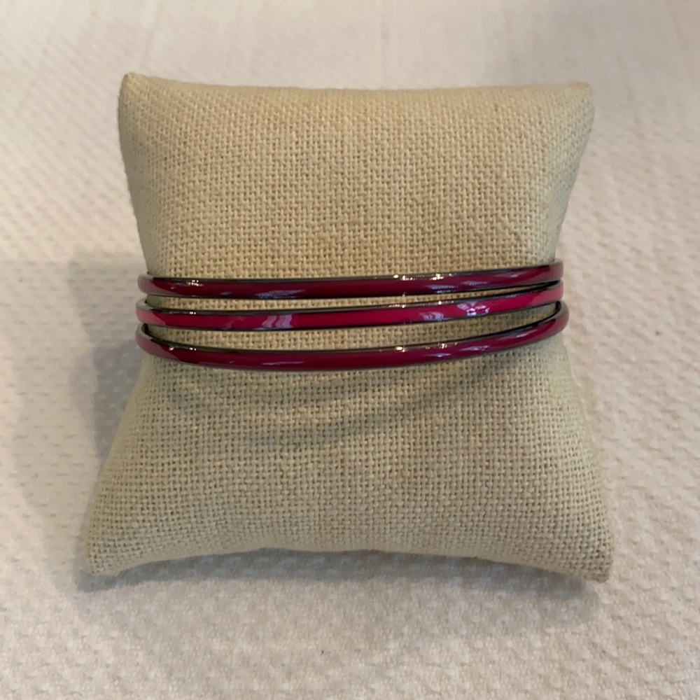 Bangle Bracelets Pink Purple Enamel Stack Gypsy Boho Set of 3